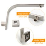 Brushed Nickel Silver Square 8" Rain Shower Head & Brass Gooseneck Wall Arm Set - Image 3