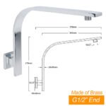 WELS ABS 200mm Square Rain Shower Head & Brass Gooseneck Wall Arm Set WATERMARK - Image 2