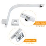 WELS 10" 7.5L/m Chrome Square Rain Shower Head Brass Gooseneck Wall Arm Set - Image 3