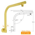 Brushed Gold Round 10 Inch Rain Shower Head Swivel Brass Gooseneck Wall Arm Set - Image 2