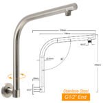 Brushed Nickel 8" Round Rainfall Shower Head 360Â°Swivel Gooseneck Wall Arm Set - Image 2