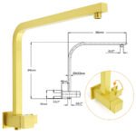 WELS Brushed Gold Twin Shower 8" Rain Head Handheld Diverter Wall Arm Square Mixer - Image 3