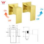 Brushed Gold Twin Shower 10" Rain Head Handheld Diverter Wall Arm Set Square Taps - Image 8