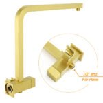 Brushed Gold Twin Shower 12" Rain Head Handheld Diverter Gooseneck Arm Set Square Wall Mixer - Image 5