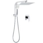 WELS Chrome 2in1 10" Square Rain Shower Head Handheld Spray Diverter Wall Arm Mixer Set