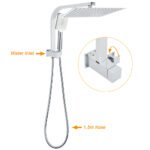 WELS Square Large 12" Shower Head 3 Mode Handheld Diverter Wall Arm 2in1 Set + Taps - Image 2