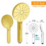WELS Brushed Gold Round Twin 8" Shower Head Set Diverter Wall Arm Single Mode Handheld - Image 8