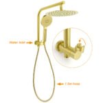 Brushed Gold 2in1 Round Large 12" Rain Shower Head 3 Mode Handheld Wall Arm Bath Mixer - Image 2
