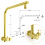 Brushed Gold 2in1 Round Large 12" Rain Shower Head 3 Mode Handheld Wall Arm Bath Mixer - Image 3