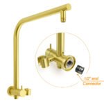 Brushed Gold 2in1 Round Large 12" Rain Shower Head 3 Mode Handheld Wall Arm Bath Mixer - Image 4