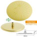 Brushed Gold 2in1 Round Large 12" Rain Shower Head 3 Mode Handheld Wall Arm Bath Mixer - Image 6