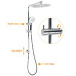 WELS Twin Shower Set Large Round 12" Rainfall Head 3 Modes Handheld Silde Rail + Mixer - Image 2