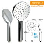 WELS Chrome 9" Rain Shower Head 3 Modes Handheld Rose Slide Rail Set Diverter - Image 8
