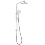 Chrome Double Square 8" Shower Head Set 3 Function Handheld Rail Diverter Arm