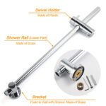 Chrome Double Square 8" Shower Head Set 3 Function Handheld Rail Diverter Arm + Taps - Image 5