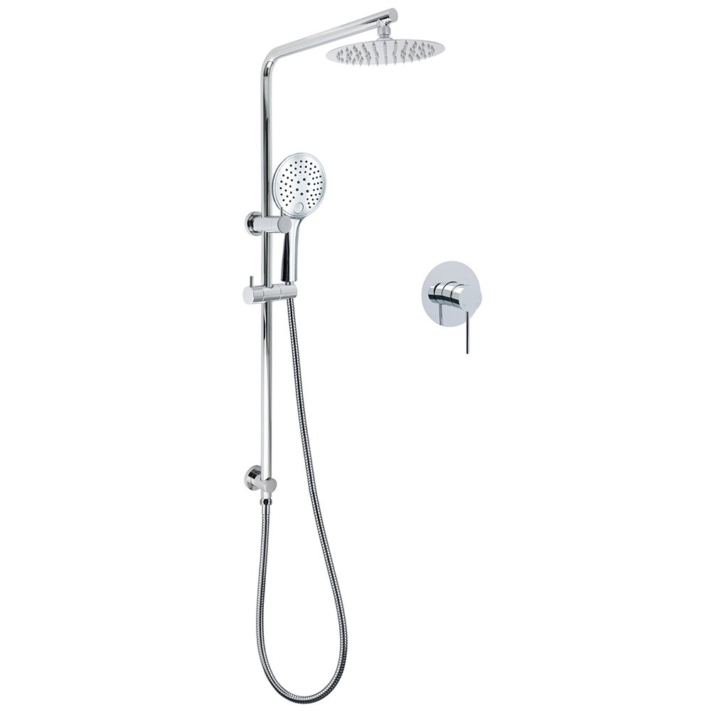 V1233-C4902B22HR003M4CKSR108KRD201CR-202602062120-00 WELS Chrome Double Square 8" Shower Head Set 3 Function Handheld Rail Arm Mixer - Image 1