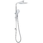 250mm Rain Shower Head Round Handheld Sliding Rail Diverter Arm 2in1 Set Chrome