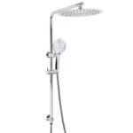 WELS Double Round Shower Head Handheld Sliding Rail Arm Chrome 12" Rainfall Set