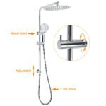 WELS Double Round Shower Head Handheld Sliding Rail Arm Chrome 12" Rainfall Twin Taps Set - Image 2