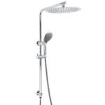 Chrome Dual Shower 12" Slim Rain Head 5 Modes Handheld Sliding Rail Inbuilt Diverter