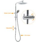 WELS Chrome Round 9" Rain Shower Head 5 Modes Massage Handheld Sliding Rail Set Mixer - Image 2