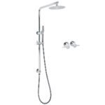 WELS Bathroom Round 8" Rain Shower Head Single Mode Brass Handheld Spray Rail Arm Set Twin Taps