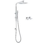 WELS 2 In 1 Shower Head Set Sliding Rail 3 Mode Handheld Arm 10" Round Chrome Taps