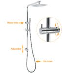 WELS 2 In 1 Shower Head Set Sliding Rail 3 Mode Handheld Arm 10" Round Chrome Taps - Image 2