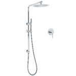 WELS 2 In 1 Shower Head Set Sliding Rail 3 Mode Handheld Arm 10" Round Chrome Mixer