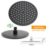 WELS Matt Black Round 2in1 8" Shower Head Sliding Rail Arm 3 Modes Handheld Set - Image 6