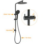 WELS Matt Black 10" Shower Rain Head Handheld Silde Wall Arm Rail Dual Set Twin Taps - Image 2