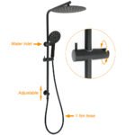 Matt Black Dual Shower 12" Large Shower Rain Head + Handheld Silde Wall Rail Set - Image 2