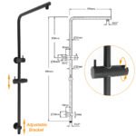 Matt Black Dual Shower 12" Large Shower Rain Head + Handheld Silde Wall Rail Twin Taps Set - Image 3