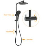 Matt Black 2in1 Round 9" Rainfall Shower Head & 3 Modes Handheld Silde Rail Set - Image 2