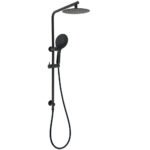 Matt Black Round 8" Shower Head Sliding Rail Arm 3 Modes Handheld Arm Dual Combo