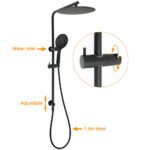 Matt Black Shower Set 12" Large Rain Head Handheld Sliding Rail Arm Round WELS - Image 2