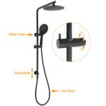 Matt Black Round 9" Rainfall Head Handheld Sliding Rail Wall Arm Dual Shower Mixer Set - Image 2