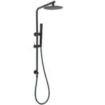 Matt Black Round 8" Rain Shower Head 3 Mode Handheld 2 in 1 Wall Arm Set