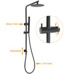 Matt Black Round 8" Rain Shower Head 3 Mode Handheld 2 in 1 Wall Arm Mixer Set - Image 2
