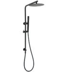 Matt Black Round 250mm Rain Shower Head Brass Handheld Slide Rail Riser Arm Set