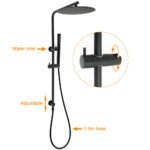 Round 300mm Rain Shower Head Brass Handheld Riser Rail Set Diverter Matt Black - Image 2