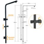 Matt Black Twin Shower Set Square 10" Rain Head 3 Modes Handheld Wall Arm Rail + Mixer - Image 3