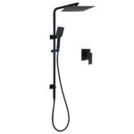 Dual Shower Square Large 12" Rainfall Head 3 Modes Handheld Wall Rail Mixer Matt Black