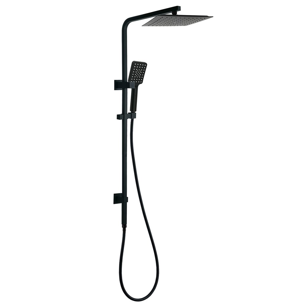 V1233-C6202BHS002M4CBSS1001B-202602062256-00 Matt Black Dual Shower Square 10" Rain Head 3 Modes Handheld Silde Rail Arm Set - Image 1