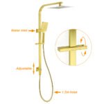 Brushed Gold 2in1 Set 8" Square Rain Shower Head 3 Modes Handheld Silde Rail Arm - Image 2