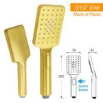 Brushed Gold 2in1 Set 8" Square Rain Shower Head 3 Modes Handheld Silde Rail Arm - Image 8