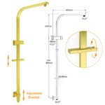 WELS Brushed Gold 2in1 Set 8" Square Rain Shower Head 3 Modes Handheld Silde Rail Arm + Mixer - Image 3