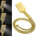 WELS Brushed Gold 2in1 Set 8" Square Rain Shower Head 3 Modes Handheld Silde Rail Arm + Mixer - Image 7