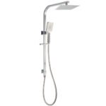 Brushed Nickel Square Twin Shower Set 8" Rain Head 3 Modes Handheld Silding Rail Arm