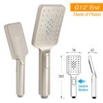 Brushed Nickel Square Twin Shower Set 8" Rain Head 3 Modes Handheld Silding Rail Arm - Image 8